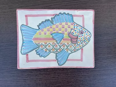 MacKenzie Childs Tile Trivet Fish Story Hot Plate 8x6 Victoria & Richard • $30