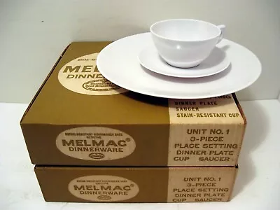 Vintage 2 - MELMAC Aztec 3 Pc Dinnerware Set Dinner Plate Cup Saucer - White • $14.95