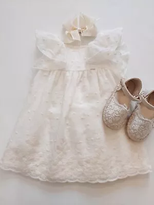 New Mayoral Off White Lacy Embroidered Bambula Dress 18 Months NWT • $41.99