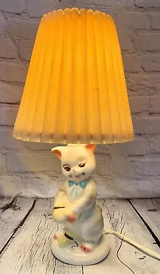 $45 • Buy Vintage UNDERWRITERS LABORATORIES 15  Ceramic Nursery Child's Lamp Kitten Cat
