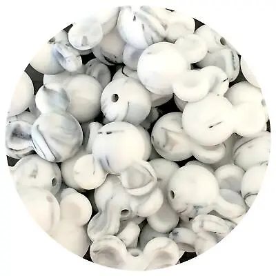 10x GREY MARBLE Silicone Mixed MOUSE HEAD Beads Pack Keyring Lanyard DIY Mickey • $4.60