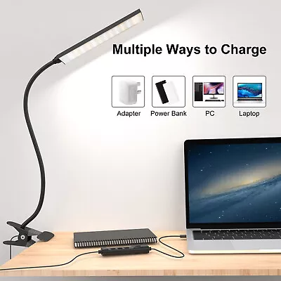 48LED USB Clip On Flexible Desk Lamp Dimmable Memory Bed Read Table Study Light  • £15.99