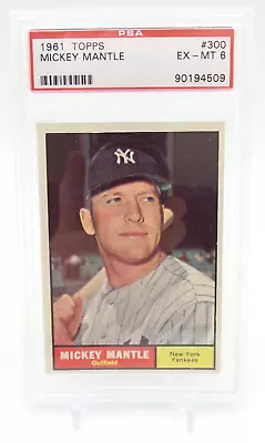 1961 Topps Baseball Mickey Mantle #300 - PSA 6 - C116 • $599.99