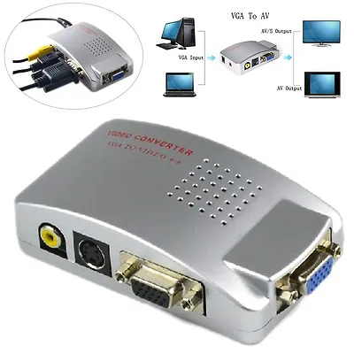 VGA To TV RCA Composite Converter Adapter S-video Box For PC Laptop Windows Mac • $10.67