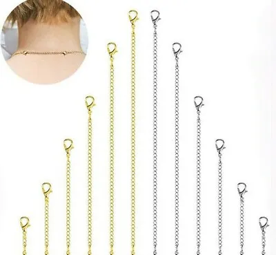 Silver & Gold Single Lobster Clip On Extender Extension Chain Necklace Bracelet • £2.89