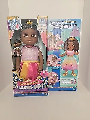 New Baby Alive Princess Ellie Grows Up! Growing And Talking Baby Doll Black Hair • $24.99