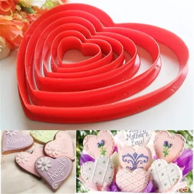 £5.99 • Buy 6pcs Heart Shaped Cookie Cutter Biscuit Baking Pastry Valentines Day Anniversary