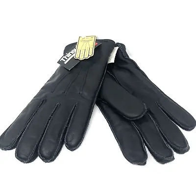 Wool Blend Lined Genuine Leather Gloves Black Men's Thinsulate Size M - NWT • $24.99