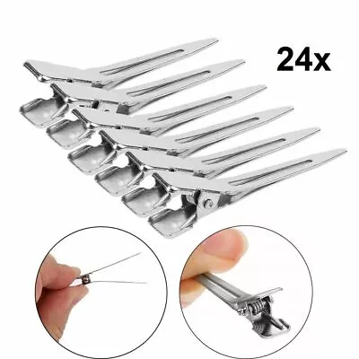 24X Hairdressing Hair Clip Single Hole Pin Curl Setting Section Duckbill Hairpin • £3.99