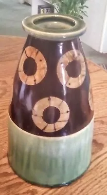 Unique Mid Century Modern Toyo Pottery Vase Pineapples Blues Greens 10-1/2'' • $50