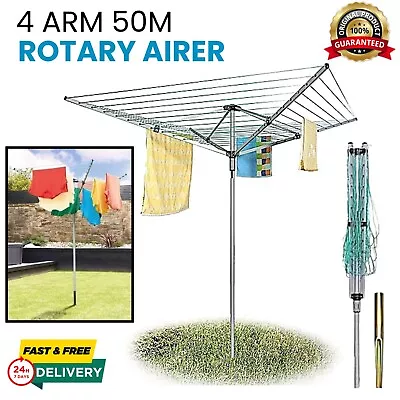 4ARM 50M Rotary Airer Washing Line Heavy Duty Clothes Rotary Airer Ground Spike • £34.99