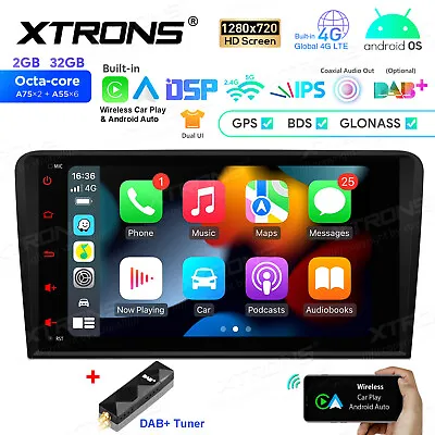 DAB Tuner+ Car Play 8  Android 13 8-Core Car Stereo Radio GPS 4G For Audi A3 8P • £269.99