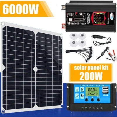 $116.88 • Buy 200 Watts Solar Panel Kit Inverter Module Battery Charger Caravan Boat RV Grid