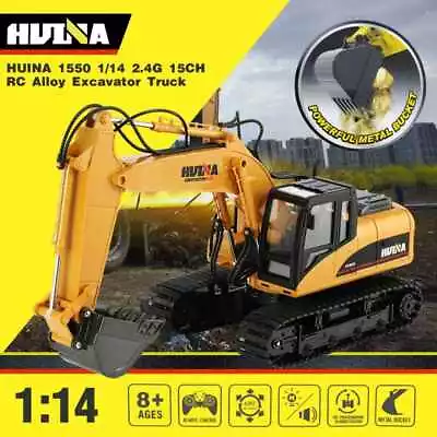 HUINA 1550 1/14 2.4G 15CH RC Alloy Excavator Construction Engineering Vehicle  • $99.99