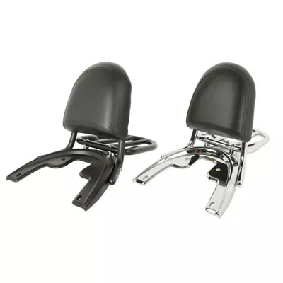 Black/Chrome Sissy Bar Backrest Pad Rack Baseplate Fit For Harley V-Rod 2002-06 • $99.80