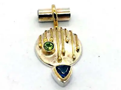 MICHOU Design - Solid Sterling Silver With 22k. Gold Vermeil Peridot & Iolite S • $170.99