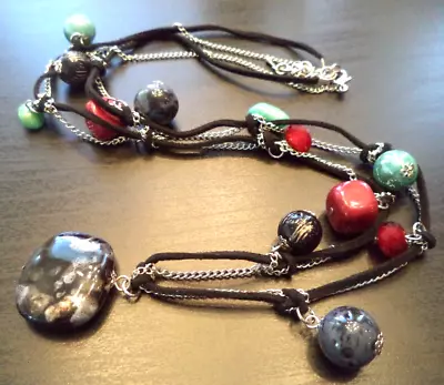 Stunning Vintage Estate Jade Coral & Glass Heavy Beaded 37  1/4 Necklace!!! G461 • $2.10