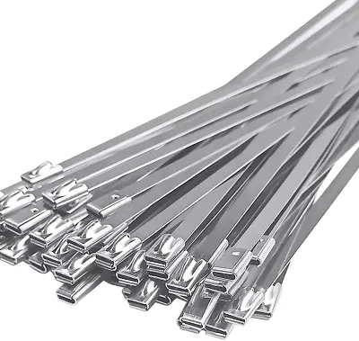 50Pcs Metal Cable Zip Ties 304 Stainless Steel Cable Ties Exhaust Wrap Multi-P • $13.10