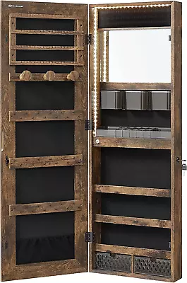 SONGMICS Mirror Jewelry Cabinet Armoire Organizer Wall Or Door Mount Storage Ca • $139.84