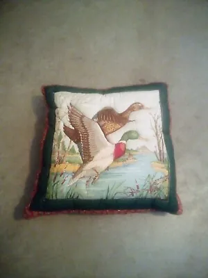 Vintage Mallard Duck Decorative Decor 3D Statement Pillow 14 X14 X4  Layered VGC • $15.38