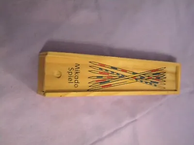 Vintage Mikado Spiel Wood Pick Up Sticks Game Wooden Box Complete W Instructions • $15