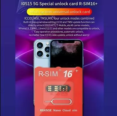 2021 R-SIM16+ Nano Unlock RSIM Card For IPhone 12 11 13 Pro Max XR X 8 7 IOS15 • £11.39