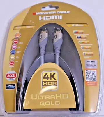 Monster Cable Ultra HD Gold High-Speed HDMI Cable 1080p 4K UHD 6 FT NEW • $9.99