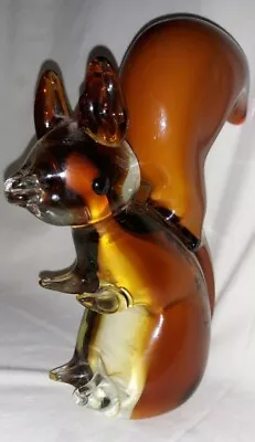 Murano Artglass Amber And Clear Squirrel Paperweight Figurine • $60