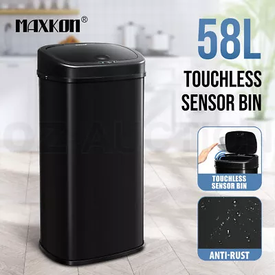 58L Rubbish Bin Touchless Motion Sensor Dustbin Automatic Kitchen Trash Can BK • $94.95