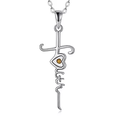 VONALA Mustard Seed Faith Cross Necklace 925 Sterling Silver Faith Hope Love ... • $56.24