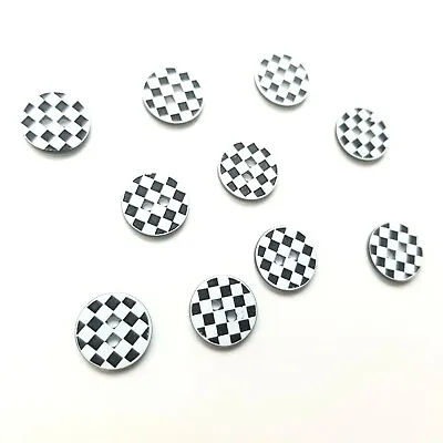 10 Black & White Checker Checkerboard Buttons 2-Hole Plastic 0.5  (13mm) DIY • $3.28