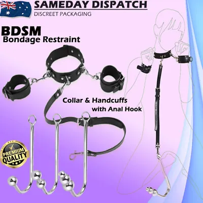 BDSM Anal Hook Bondage Kit Collar Handcuffs Fetish Restraint Harness Sex Toy • $43.95