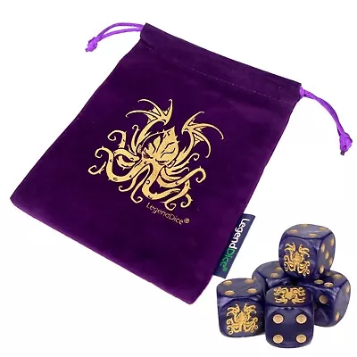 Perudo Dice Set - 5x 16mm Dice & Bags Cthulhu Skulls Dudo Liars Dice Pirate Dice • £14.99