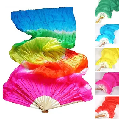 £5.75 • Buy Portable Long Stage Accessories Colorful Costume Party Reusable Veil Silk Fan