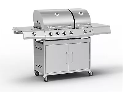 BillyOh Dallas Gas BBQ Grill 5 + 1 Burner Cooking BBQ Grill W/Shelf & Storage • £524