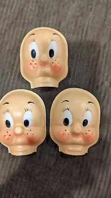 3 Vintage Porkey Pig Hallow Doll Heads Faces • £11.40