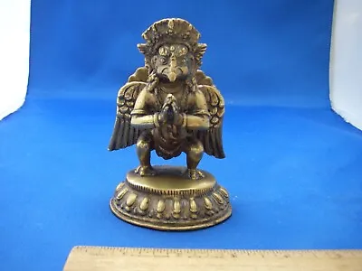 Vintage INDIAN Bronze HINDU Devotional GARUDA FIGURINE -4 1/2 Inches • $74.99
