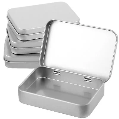 Metal Hinged Tin Box Container Mini Portable Small Storage Kit With Lid 4 Pcs • $12.71