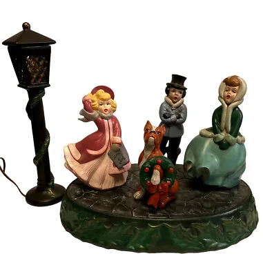 Vtg 7 Piece Atlantic Mold Ceramic Hand Painted Carolers Lamp Post Dog Christmas • $104