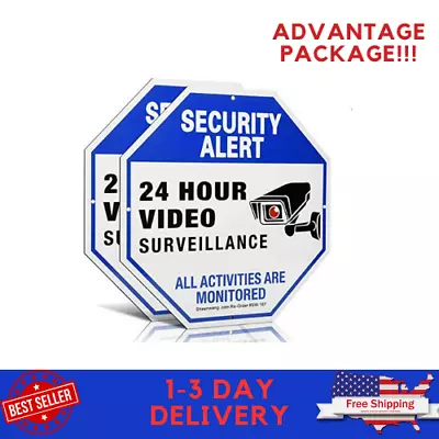 Security Alert 24 Hour Video Surveillance Sign Security Sign Aluminum Yard Sign • $18.99