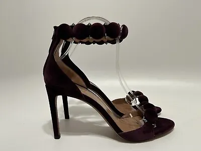 New Alaia Plum Velvet La Bombe Sandal Heels 40 • $598