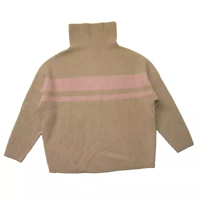 NWT J.Crew Cashmere Relaxed Turtleneck Sweater In Heather Camel Dune Stripe S/M • $130