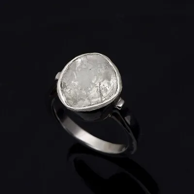 1.00 Ctw Mughal Style Solitaire Rose Cut Diamond Polki Ring 925 Sterling Silver • $154.21