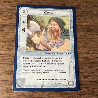 Gimli - The Wizards - Middle Earth CCG - MECCG Unlimited Blue Border • $1.99