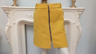 River Island Yellow Front Zip Skirt Size Uk 12 Nwt • £7