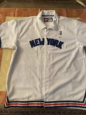 VTG Nike Team New York Knicks NBA Warm-Up Snap Button Stitched Shirt Size 3XL • $89.99