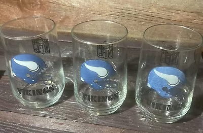 Vintage Minnesota Vikings NFL 1980's Rocks Drink Glasses- Set Of 3 • $8.77