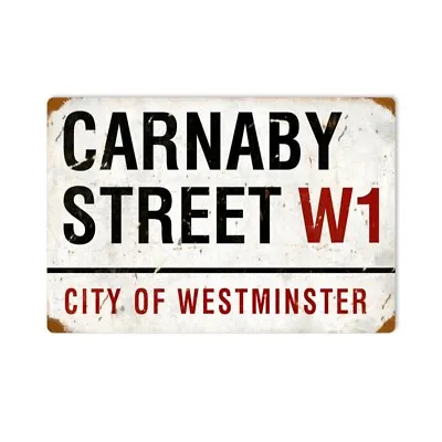 CARNABY STREET W1 Retro London Road Sign Man Cave Pub Shed Décor Metal Plaque A4 • £7.99