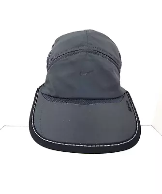 VTG Nike Daybreak 5 Panel Dri-Fit Hat Strapback Adult Center Swoosh Blk Running • $20