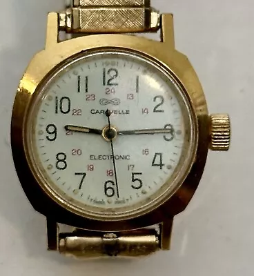 Vintage Caravelle Electronic Woman’s Watch Railroad Dial N4 • $24.99